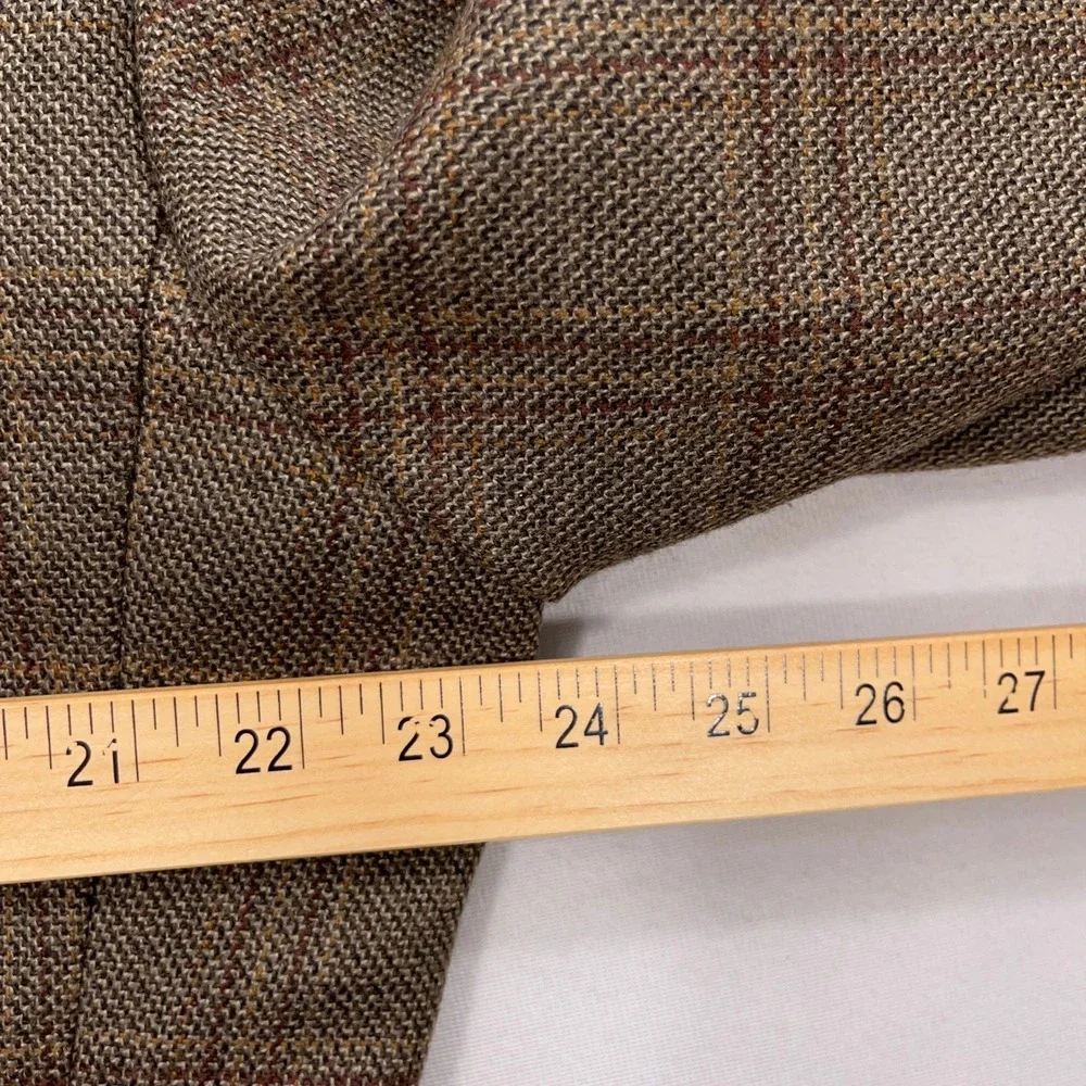 Jack Victor Sport Coat Exclusive Collection Plaid Wool Brown Mens 44 L